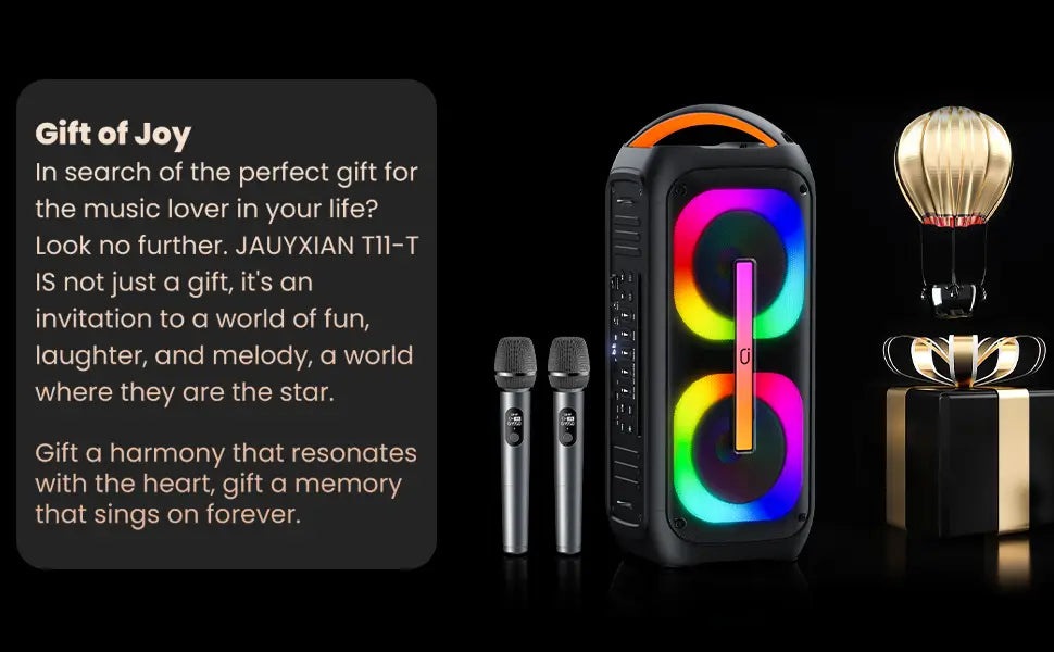 Karaoke Machine with 2 Wireless Microphones,【Dual 60W 6.5’’Subwoofer&400W Peak】Big Loud Bluetooth Party Speaker with Disco Lights