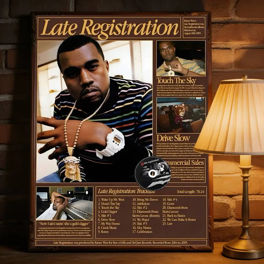 Rapper K-Kanye West Music Album Premium Self Adhesive Poster HD Print Removable Wall Decal For Home & Commercial Decor