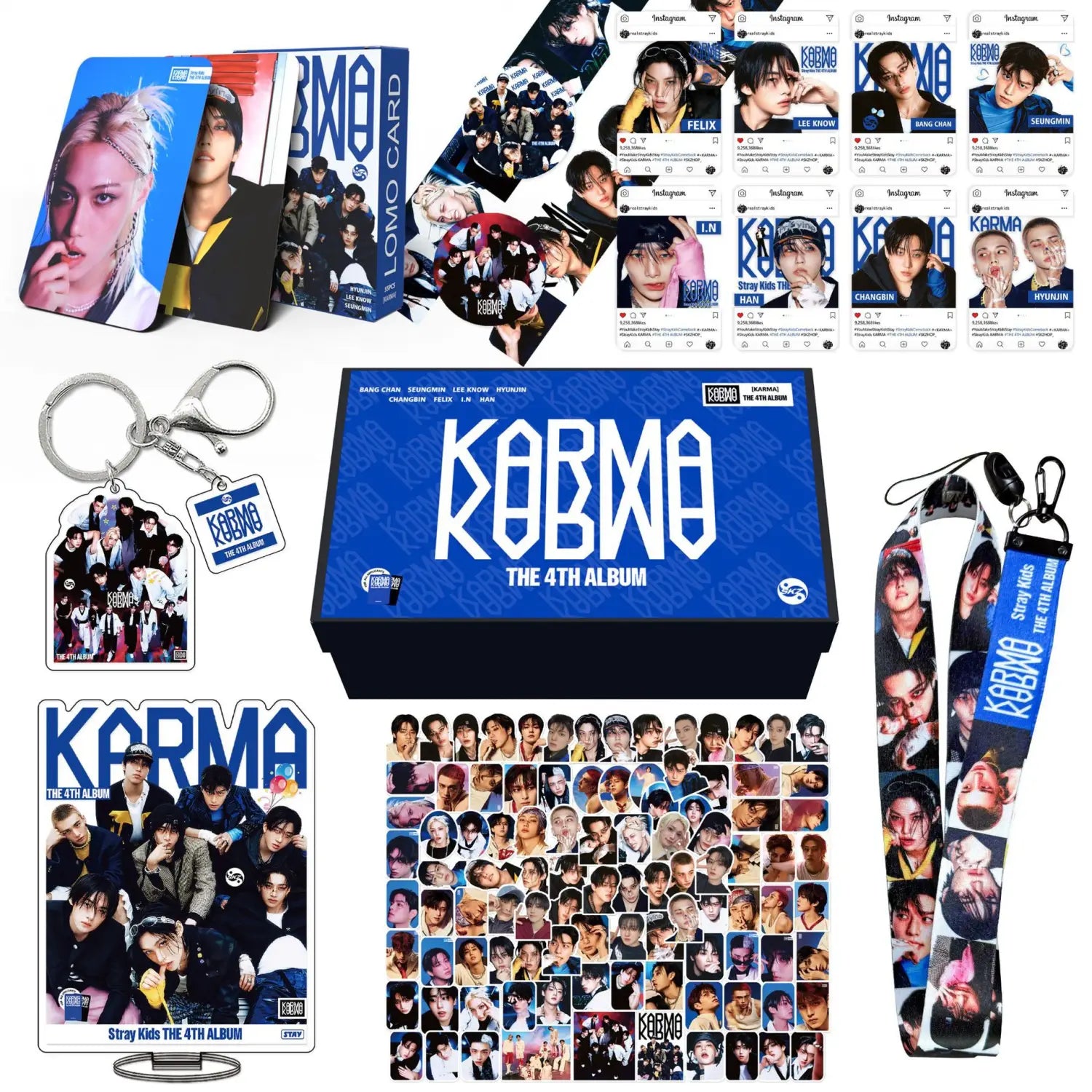 Stray Kids Gift Box Regular Album KARMA FELIX Huang Xuanchen SKZOO Periphery Sticker Small Card Hanging Rope Set Gift