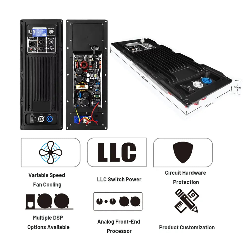 shennDare PLA750 + CQ190 Active Speaker Amplifier Module with DSP 400W + 100W 2-Channel DJ Subwoofer Power Amplifier Board 650W + 100W