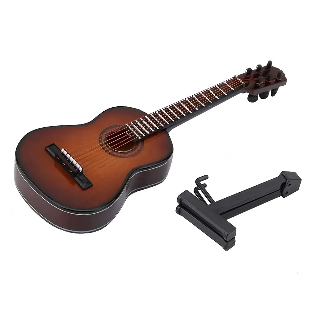 Wooden Miniature Guitar Model with Stand Modern Simple Mini Musical Ornaments Craft Home Desk Decoration for Home Display Decor