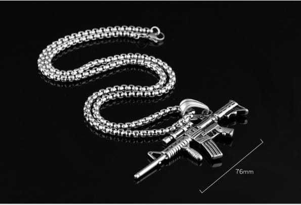 Hip Hop Iced Out M4 Gun Necklace - Gold Silver Alloy Pendant Chain for Rapper Men Streetwear Jewelry