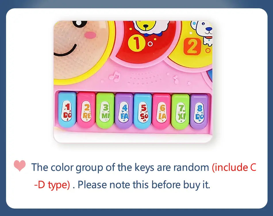 Baby Musical Toy with Animal Sound Kids Piano Keyboard Electric Flashing Music Instrument Early Educational Toys for Children