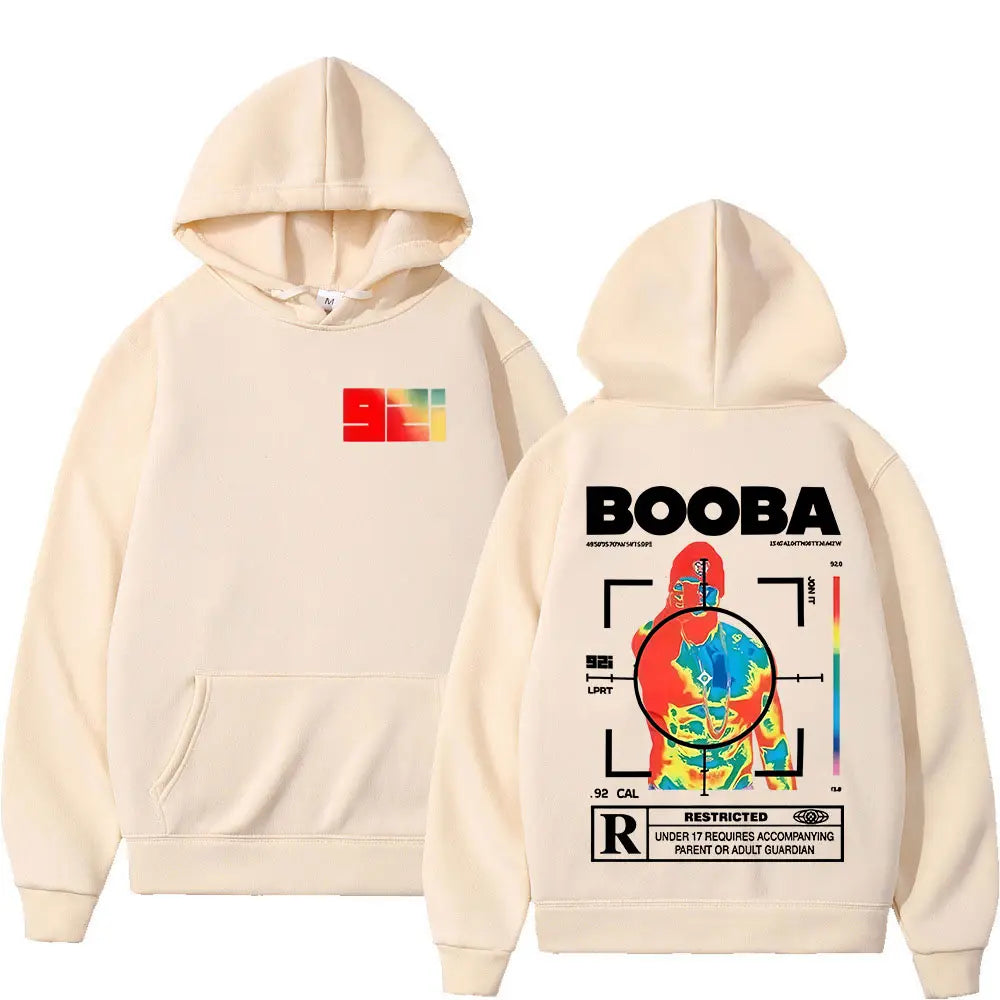 France Rapper BOOBA B2O Tour 2025 Hoodies Men’s Retro Style Hip Hop Long Sleeves Hooded Sweatshirts Clothing Oversized Pullover