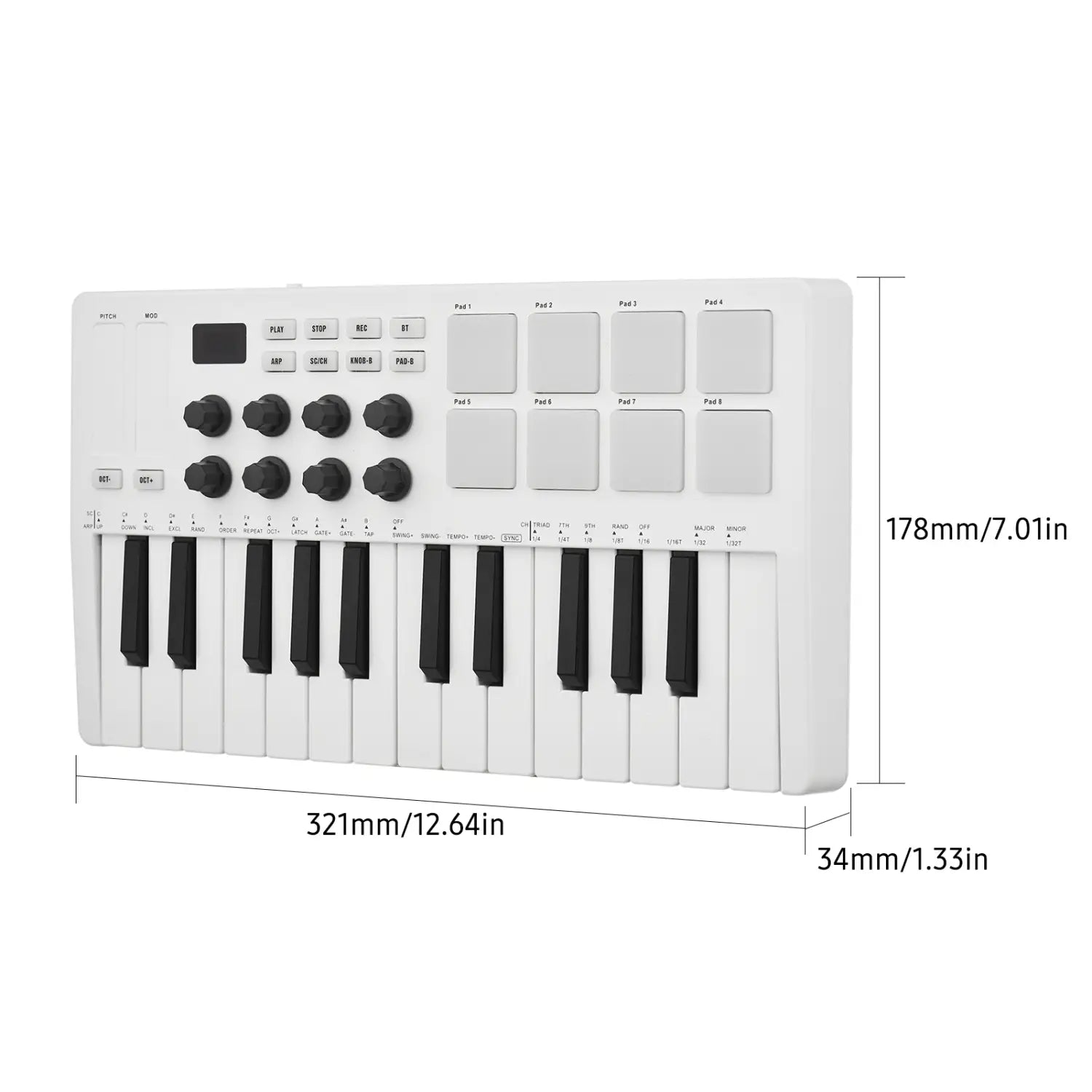 M-VAVE SMK-25 25-Key MIDI Keyboard Controller 8 RGB Backlit Drum Pads Beats Maker Music Keyboard Strike Pad for Music Production
