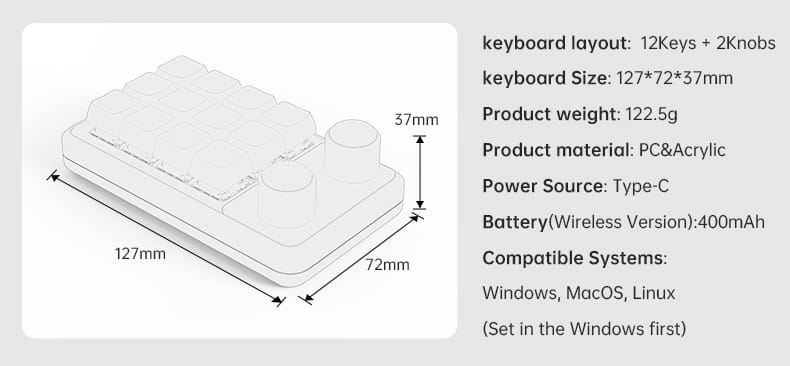 Programming Macro Custom Knob Keyboard RGB 3 Key Copy Paste Mini Button Photoshop Gaming Keypad Mechanical Hotswap Macropad