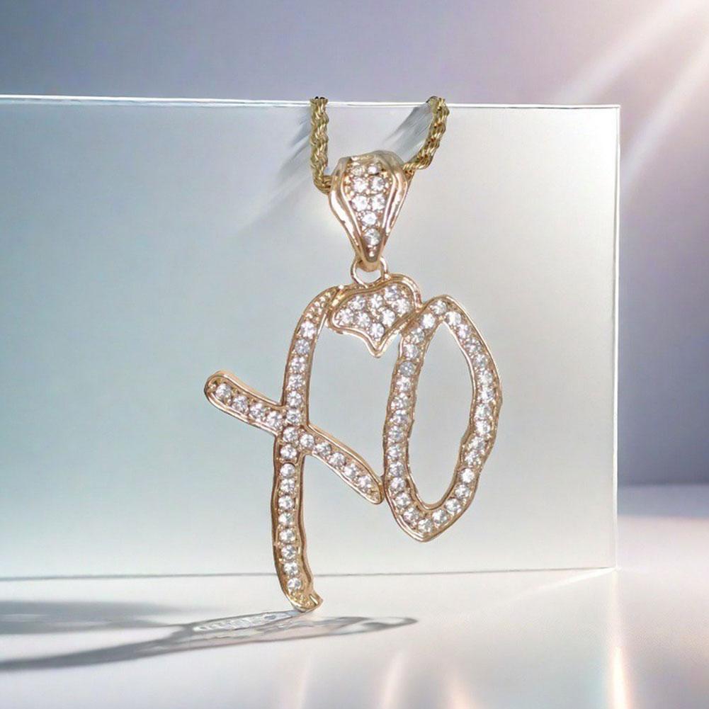Fashion XO Necklace Cubic Zirconia Letter Pendant Sweater Chain Light Luxury Hip Hop Party Jewelry Accessories For Men Women