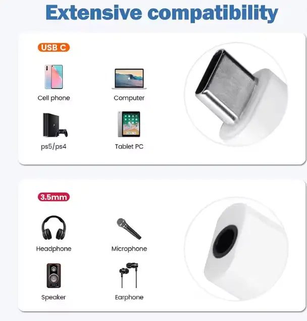 USB type C to 3.5mm jack Audio Adapter USB C 3.5mm Aux Adapter TypeC Earphone Converter For Iphone15 Samsung Xiaomi Huawei