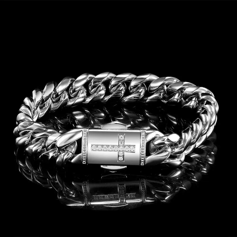 12mm Hip Hop Stainless Steel Jewelry Homme Cadena Luxury Miami Cuban Link Chain Men Rapper Rock Necklace