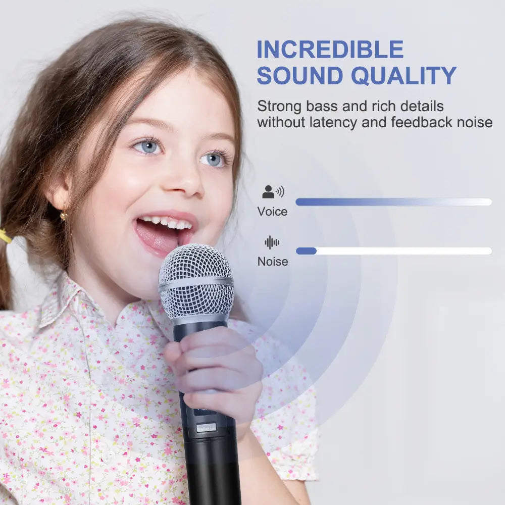 Wireless Microphone Dynamic Handheld Microphones Karaoke Microphone Mic with Rechargeable Receiver for Wedding Party Church Club