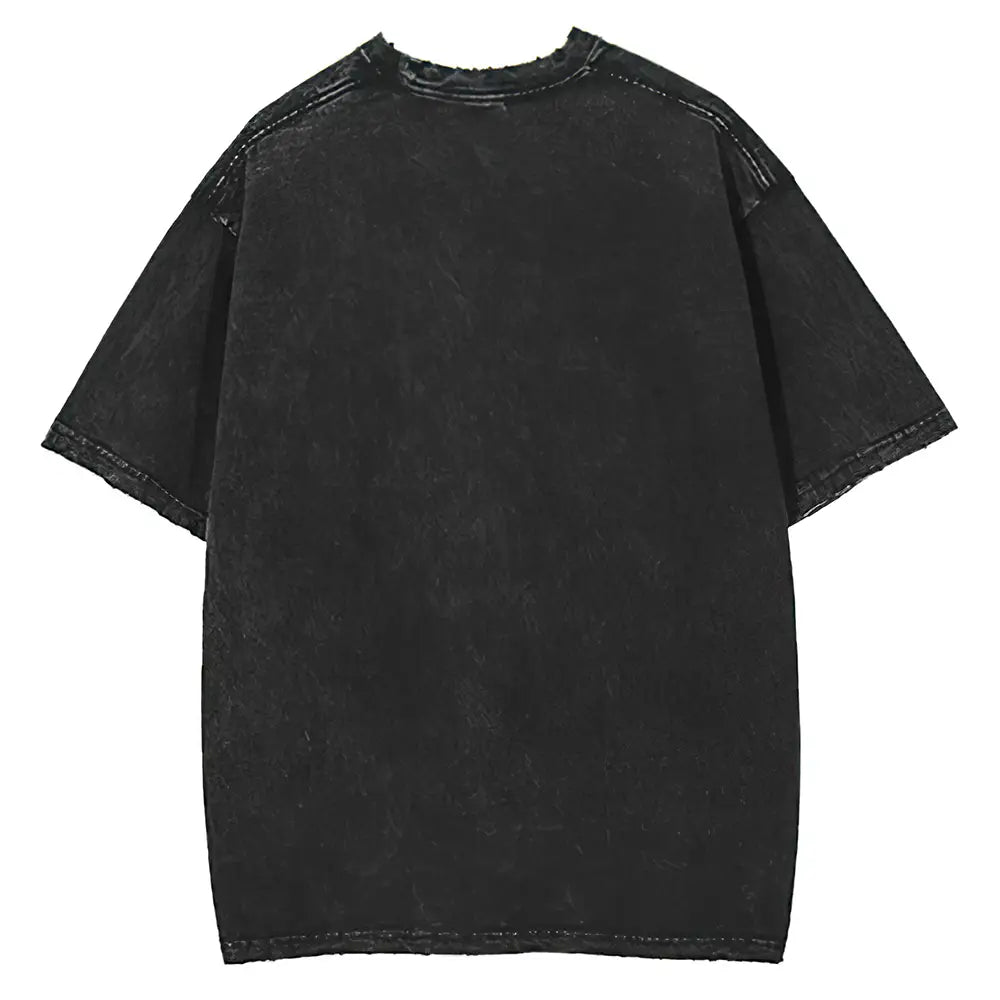 Hip Hop Men’s Washed T-shirt Oversize Portrait Print T-shirt Retro Short Sleeve Men’s Fashion Street Wear Hip Hop Top T-shirt