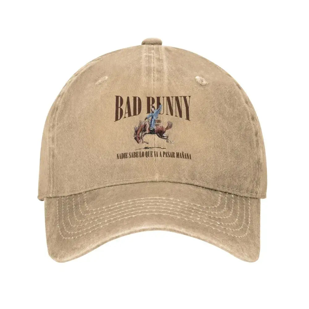 2024 Tour Bad Bunny Nadie Sabe Baseball Caps Retro Distressed Washed Music Sun Cap Men Women Outdoor Summer Adjustable Hats Cap