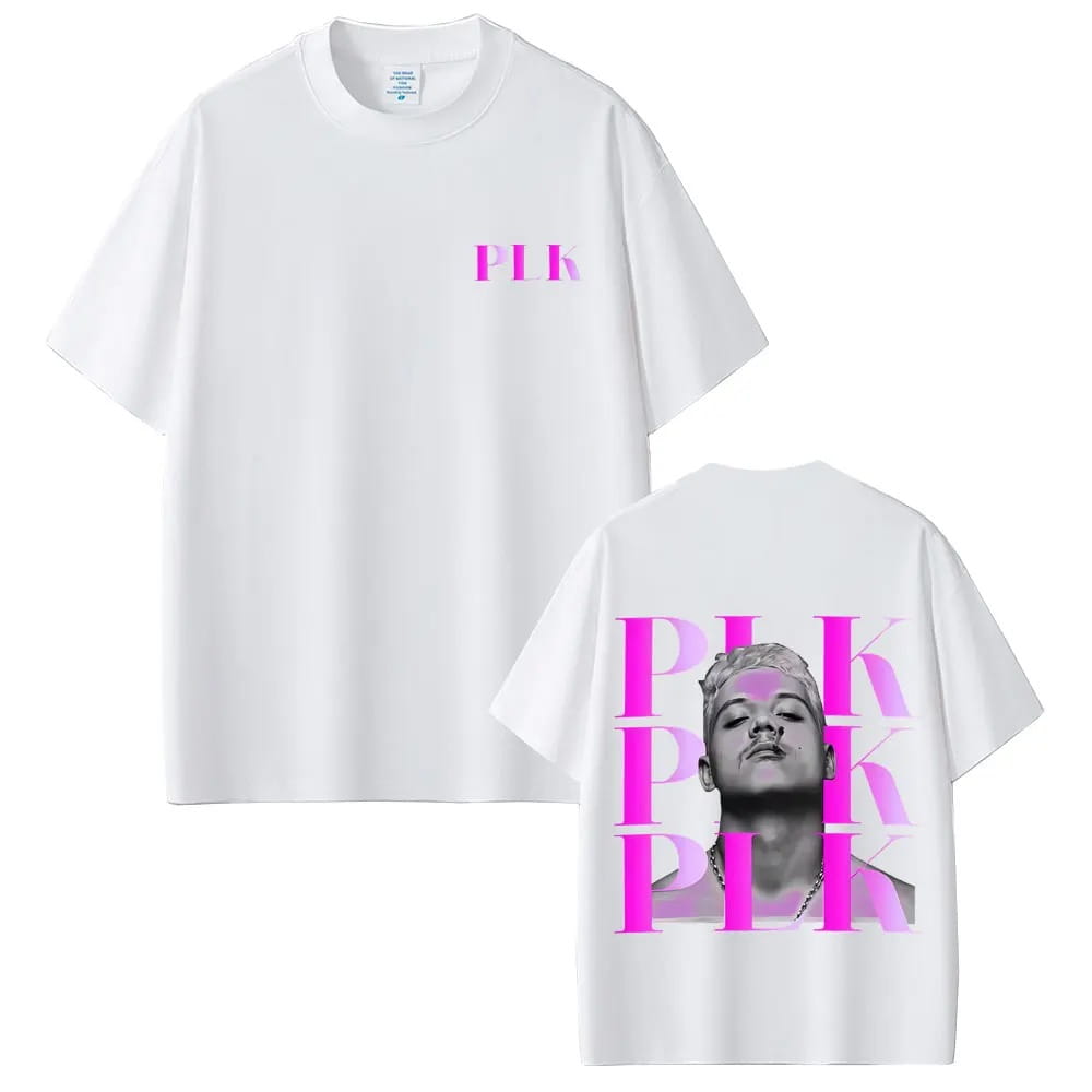 Rapper Plk Face Graphic Print T-shirt Oversized Fashion Pop Music Streetwear Unisex Casual Cotton T Shirts Vintage Hip Hop Tees