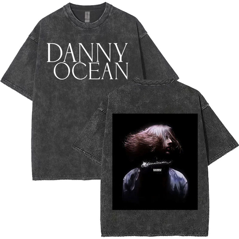 Rapper Danny Ocean Harajuku Letters Print Merch Vintage Washed T-Shirt Mens Hip Hop Crewneck Casual Y2K Tshirts Unisex Teenagers