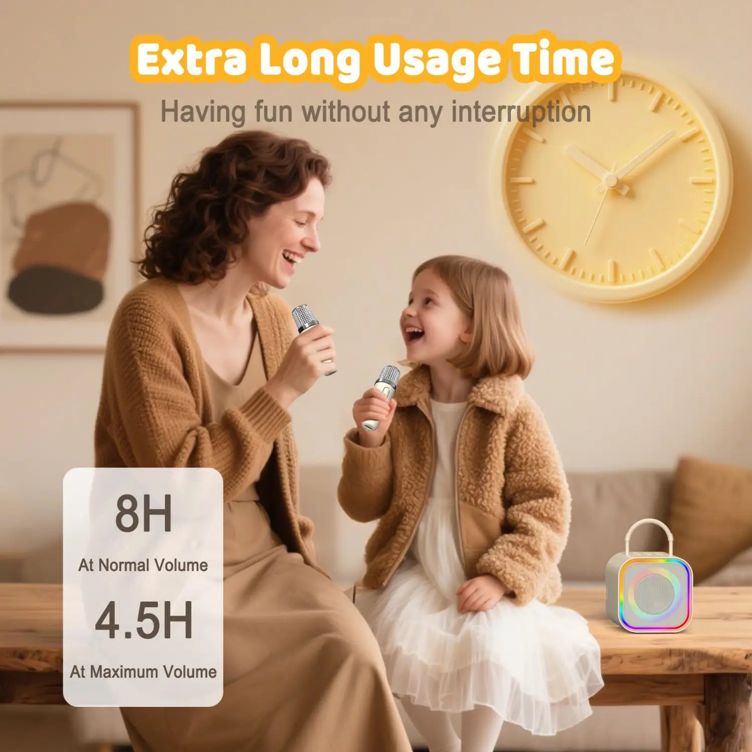 Haomuren Mini Karaoke Machine for Kids Girls Portable All in one Bluetooth Karaoke Speaker with 2 mic for Home Party Toys Gifts
