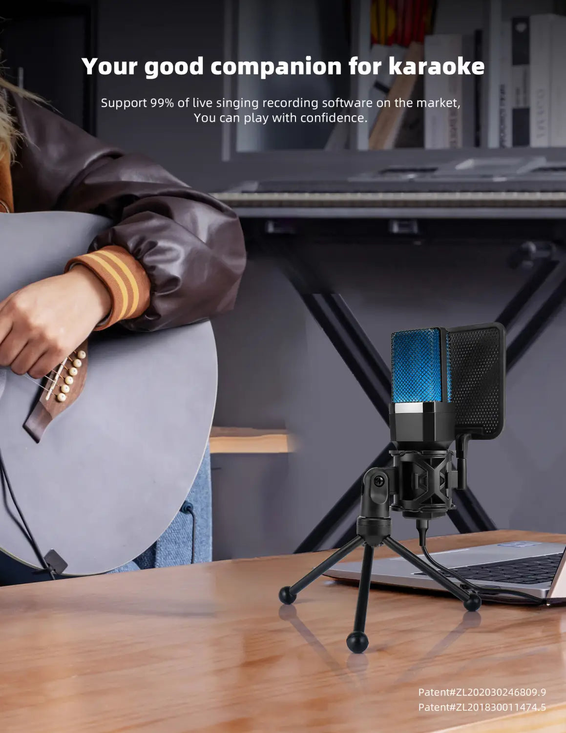 Computer Professional Gaming Condenser Microphone Karaoke Mic PC Laptop USB Wired Live Streaming Podcast Studio Mike Kit Gamer