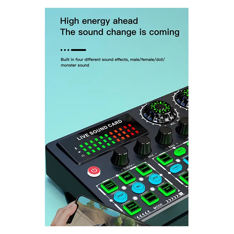 A06F-Dedicated Sound Card V99 Live Mobile Karaoke Recording Singing Computer Podcast Sound Card Mixer Equipment
