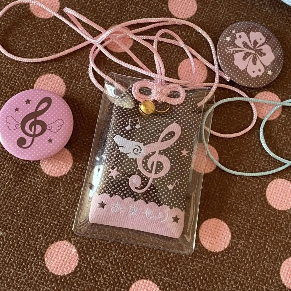 New Musical Notes Wings Lucky Keychain DIY Embroidery Blessings Bag Pendant Gift Keyring Key Accessories