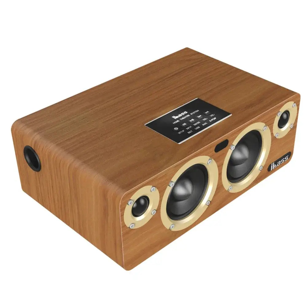 High Power Wireless Bluetooth Speaker Wooden Desktop Subwoofer Home Karaoke System Shocking Lossless HiFi Surround Music Player