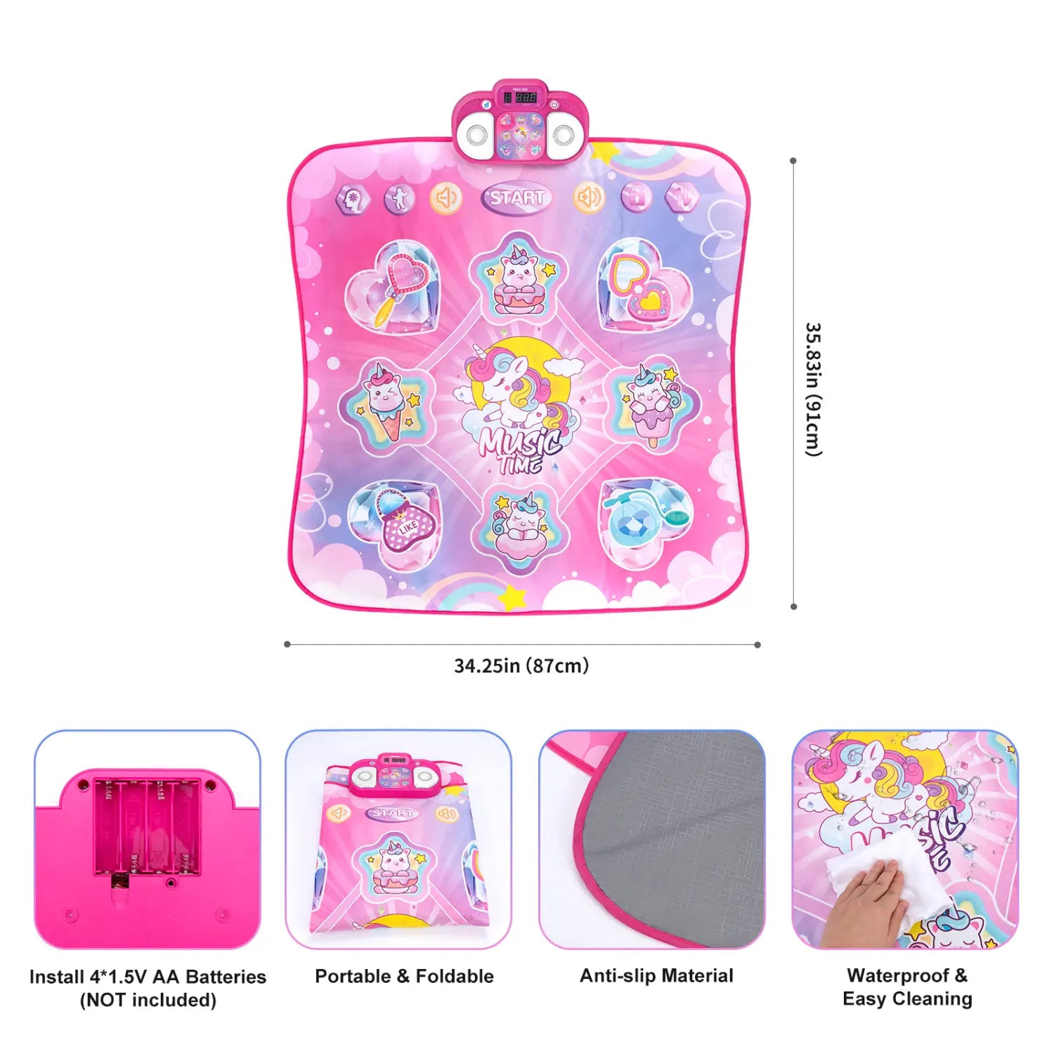 Kids Electronic Dance Mat Dancing Blanket Double Players Mode with 9 Levels Kid Floor Music Blanket Educational Toys Kids Gifts