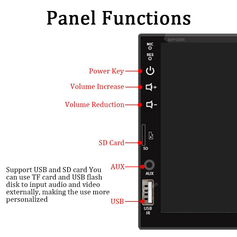 7“ Car Radio 1 Din MP5 Multimedia Player HD Touch Screen Universal Autoradio ISO Power Aux Input USB BT Mirror Link