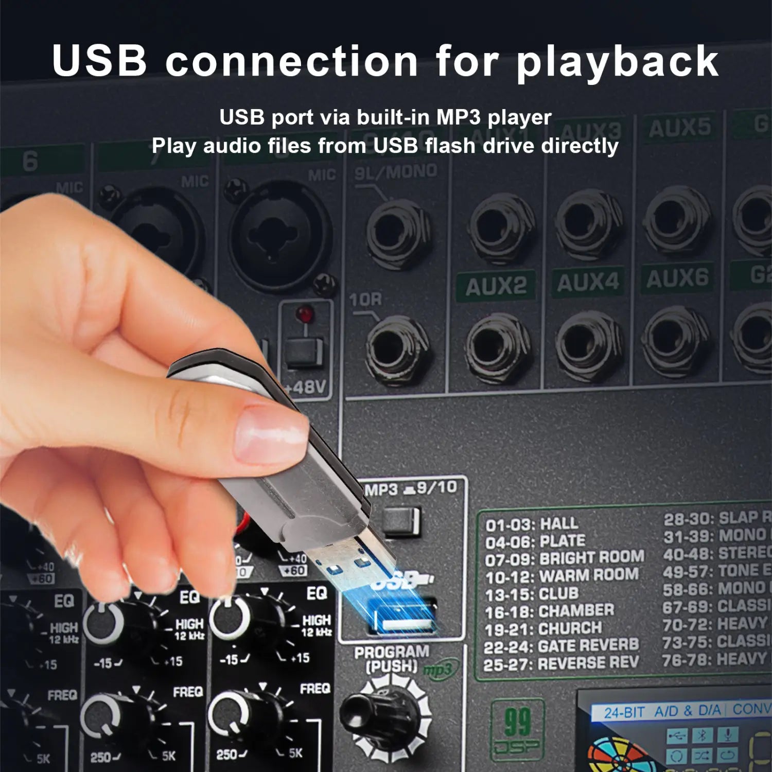 Depusheng Digital Mixer Professional Audio Mixer 18channels with 99bit dps reverb chip Bluetooth USB MP3 for stage bar studio DJ
