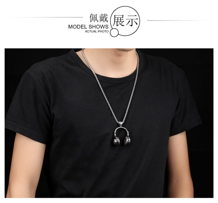 Rap Rock DJ Music Headphone Pendant Necklace for Women Man Stainless Steel Long Chain Hiphop Headset Jewelry Couple Accessories
