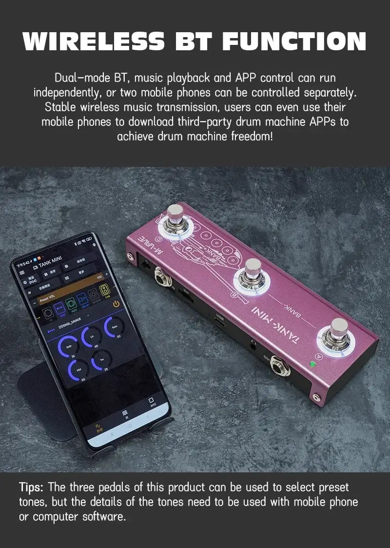 M-VAVE Tank Mini/Tank G Multic Effect Guitar/ Bass Pedal Support IR and OTG Recording,Built-in Cab,Amp,Delay and Reverb Effects