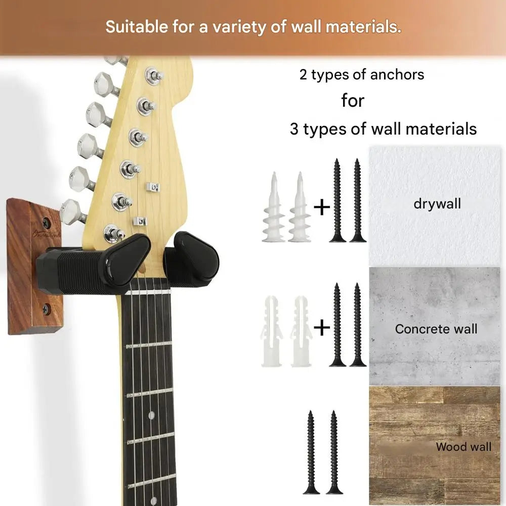 Guitar Self-lock Hanger Stand Wall Mount Holder Hook for Acoustic Electric Guitar Mandolin Banjo Ukulele Bass Screw Accessories