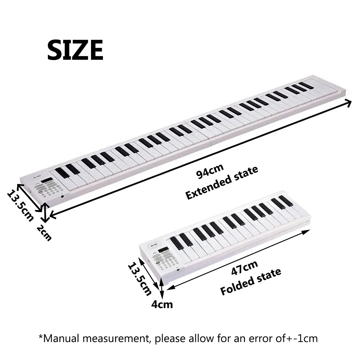 Miwayer 61-Key Portable Folding Electronic Piano Keyboard with LED Display 16 Tones&100 Rhythms Built-in Battery,Teaching Mode