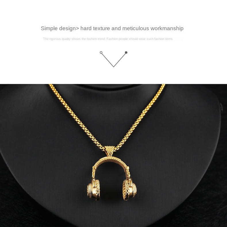 Rap Rock DJ Music Headphone Pendant Necklace for Women Man Stainless Steel Long Chain Hiphop Headset Jewelry Couple Accessories