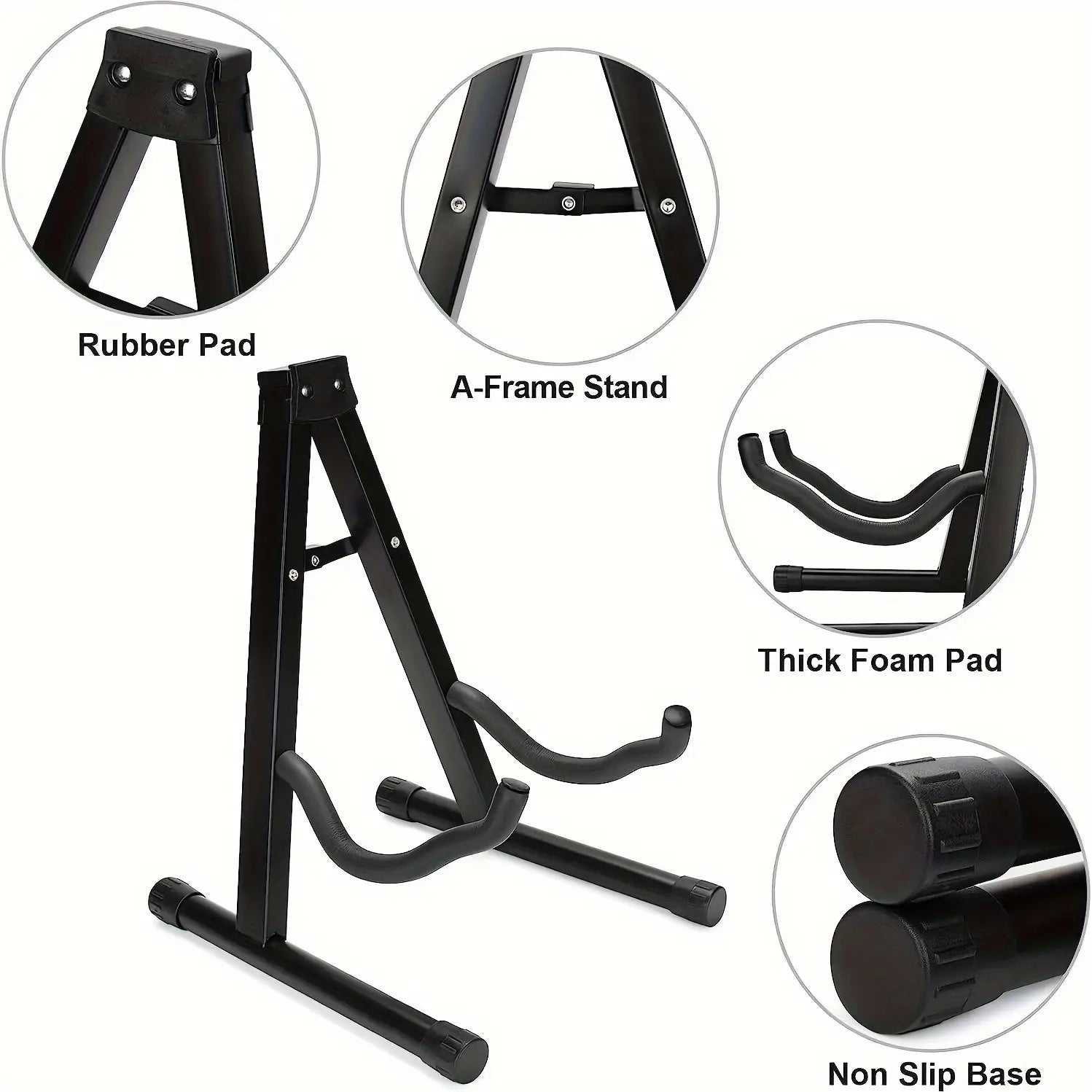 A-Frame Metal Guitar Stand Foldable Floor Stand for Acoustic Electric Guitar Bass Stable Portable Music Instrument Holder