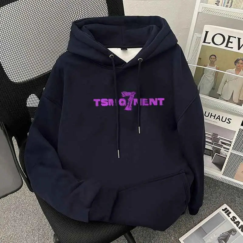 Autumn Hip Hop Fashion Printed Pullover Hoodies Men’s Letter 7 Fleece Oversized Sweatshirts Y2K Streetwear Hoody Clothes