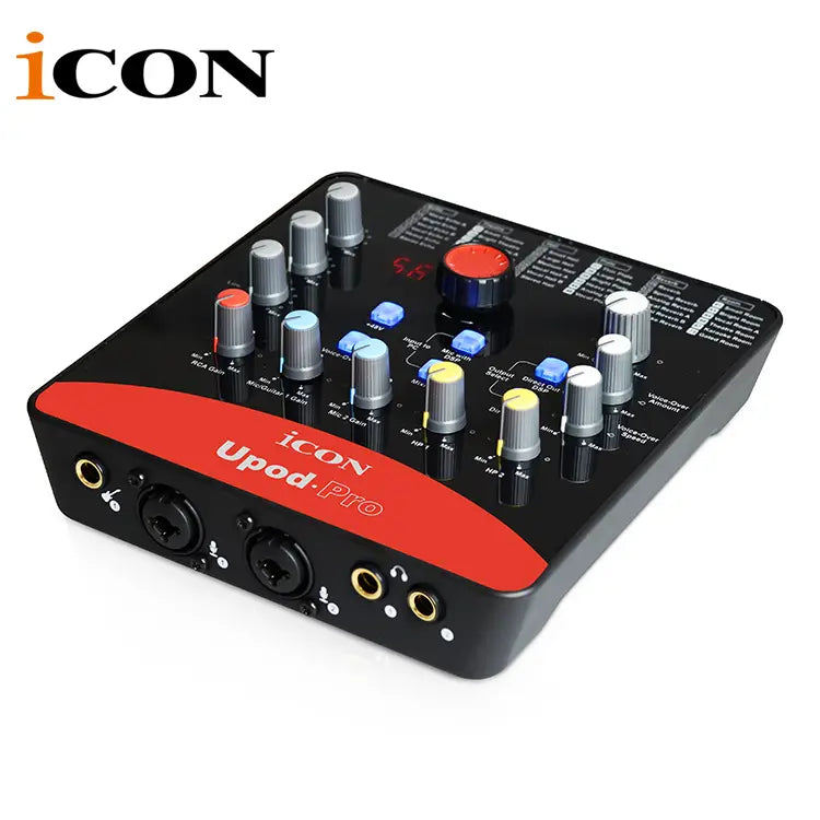 ICON upod pro Professional external sound card 2 mic-In/1 guitar-In 2-Out USB Recording Interface,Plug and play and no driver