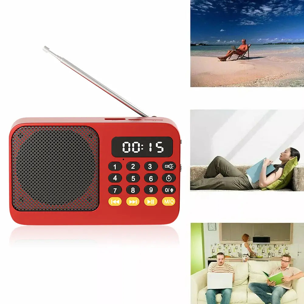 Handheld Rechargeable Digital FM USB TF MP3 Player Portable Radio Music Player Speaker Devices Supplies With LED Display Radio