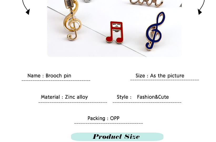 Cool Music Note Enamel Brooches Fashion Guitar Microphone Metal Badges Piano Notes Lapel Pins Musician Jewelry Gifts for Friends