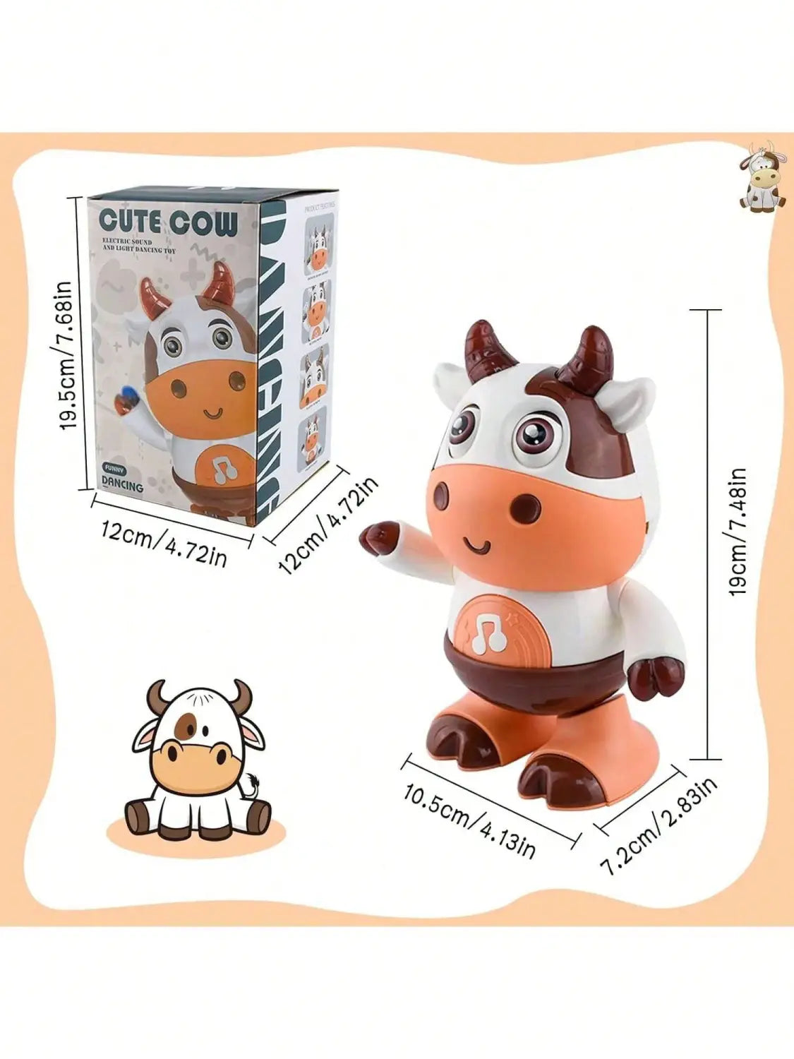 Baby Dancing Cow Toy - Electric Music Plush Cow with Funny Songs and Moves Baby Interactive Baby Toys Cute Toddler Christmas G