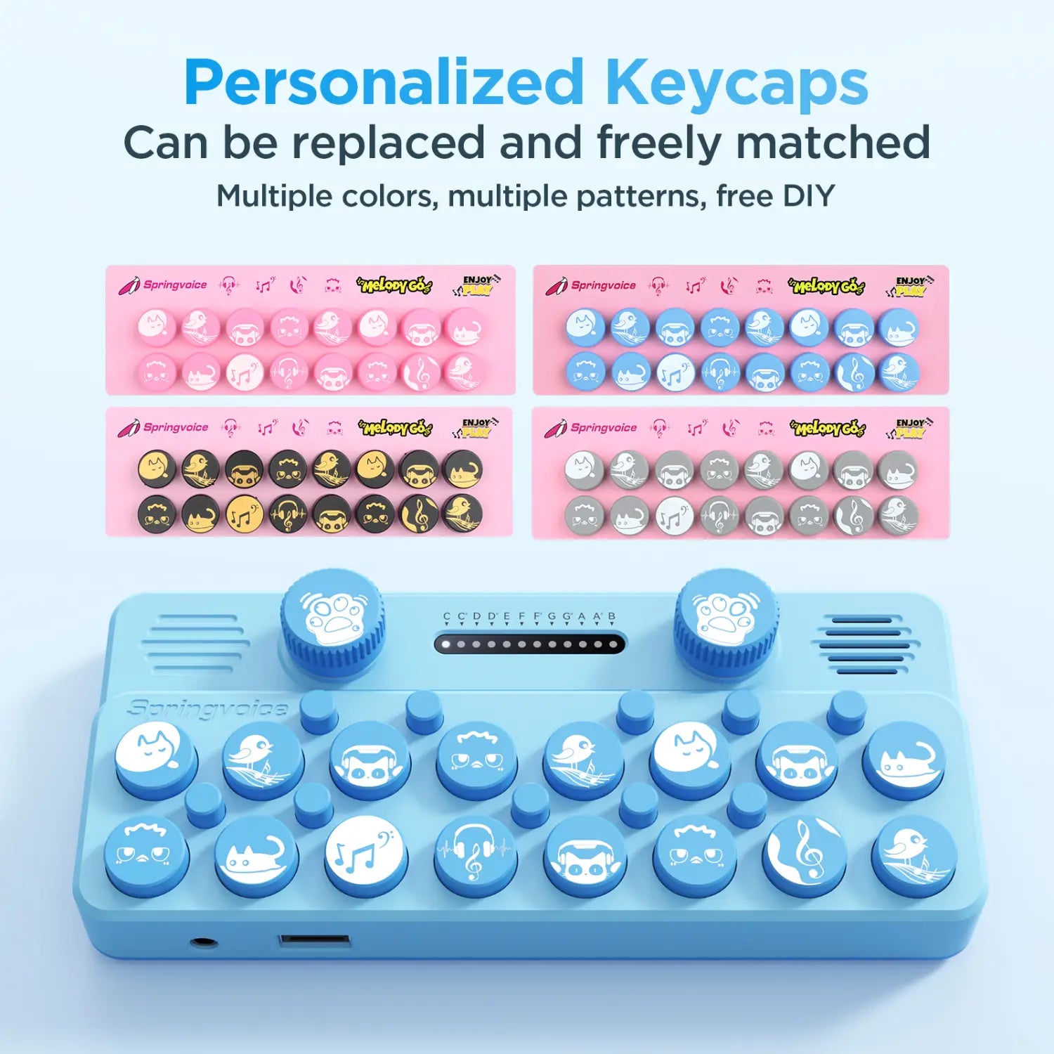 springvideo Pocket Music Keyboard Mini Portable Electronic Piano Intelligent Midi 1600mah Customizable Music Card Midi Piano Toy