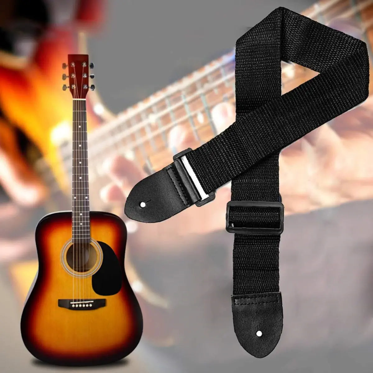 Miwayer Guitar Strap Adjustable Cloth Shoulder Strap/for Acoustic and Electric Guitars Music Instrument Accessory（44-Inch）