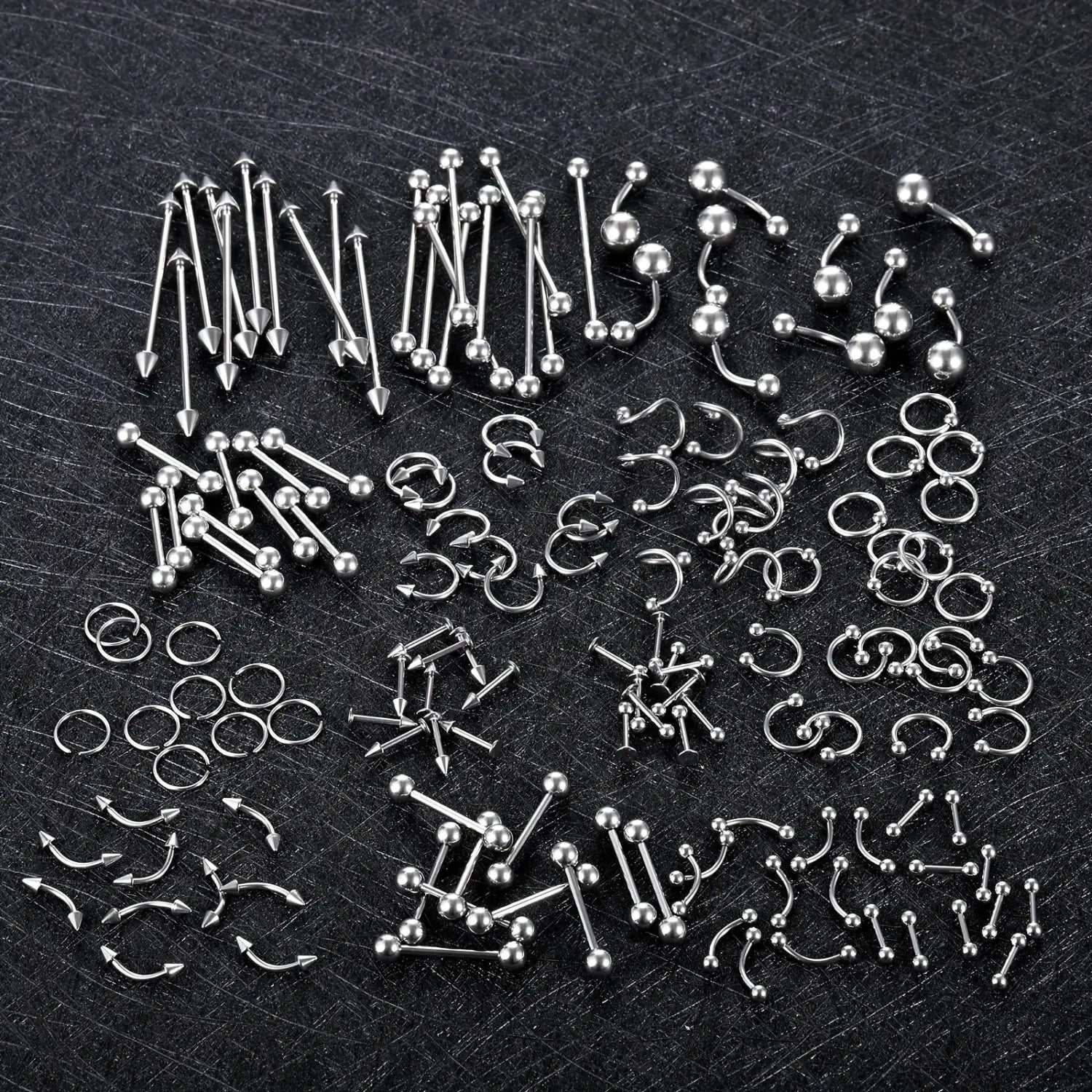 Hiphop Stainless Steel Nose Ring Septum Ring Hoop Nostril Piercing Horseshoe Body Jewelry Set 50-150Pcs Lot for Women Men