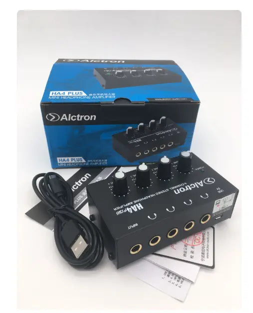 Alctron HA4plus 4-channel stereo Mini Headphone Amplifier USB interface powered recording studio headphone splitter