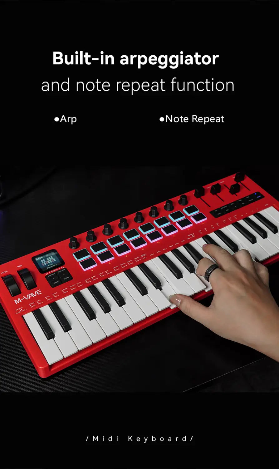 M-VAVE SMK-37 PRO Keyboard MIDI Controller 37 Key 16 RGB Pads&8 Knobs Supports Wireless Connection Systems Software Operation