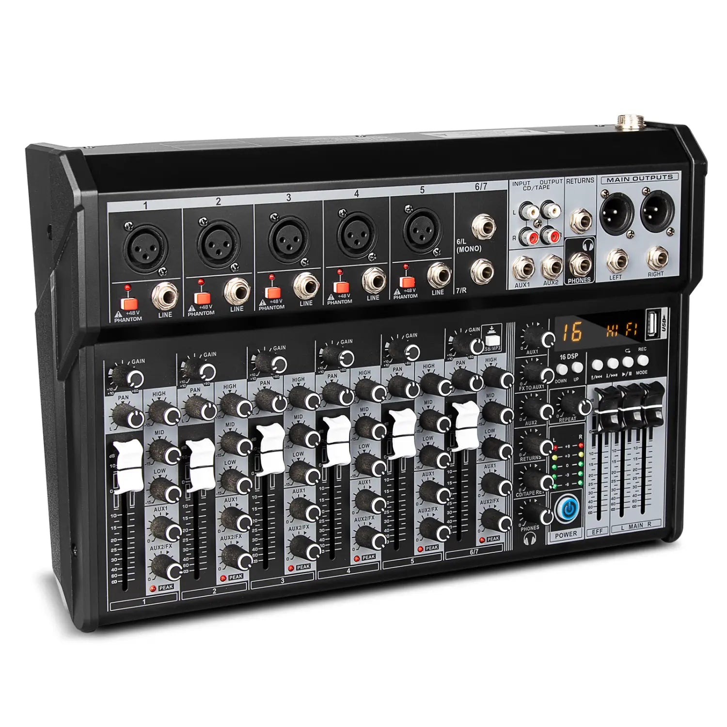 Audio Mixing Console Mixer Professional Audio 7 Channel Sound Mixer For Live Streaming DJ Audio Equipment