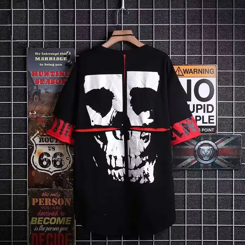 Hip Hop Creative T shirts Men Women Summer Japanese Style Hole T-shirts Streetwear Couple Tops Tees Male Black