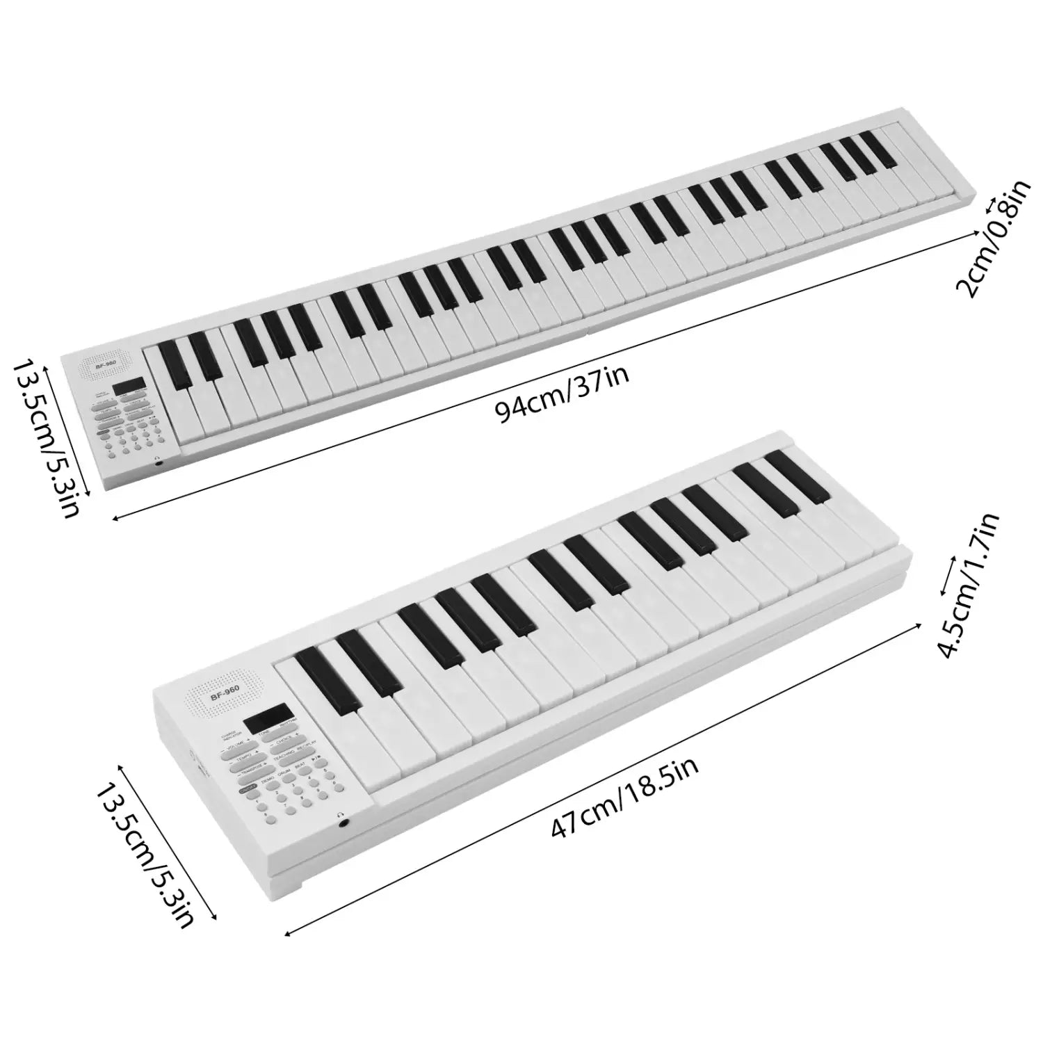 61 Key Electronic Piano Keyboard Portable 16 Tones 100 Rhythms Teaching Function Headphone Jack for Travel Practice Beginners
