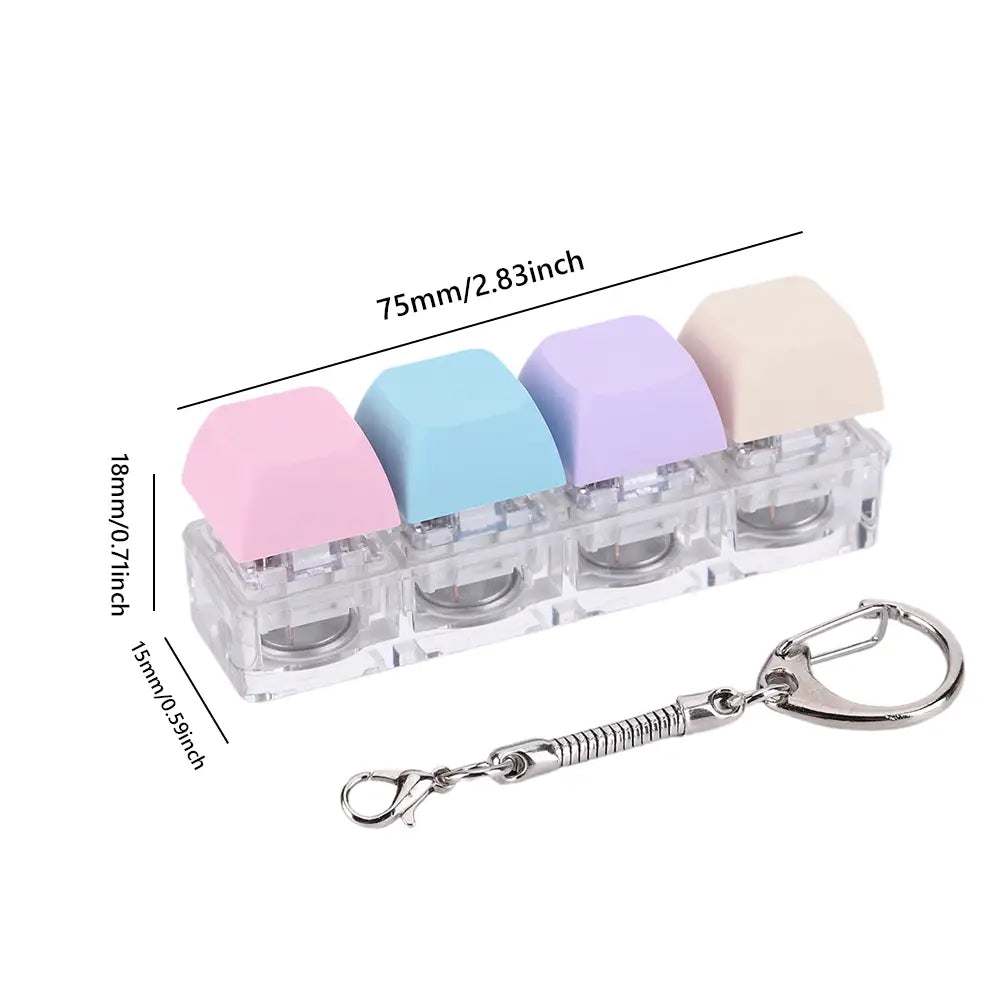 4 Keys Button Keycap Fidget Keychain Keyboard Key Toy Keyboard Clicker Toy Keyboard Cube Toy for Adult Gifts To Relief Pass Time