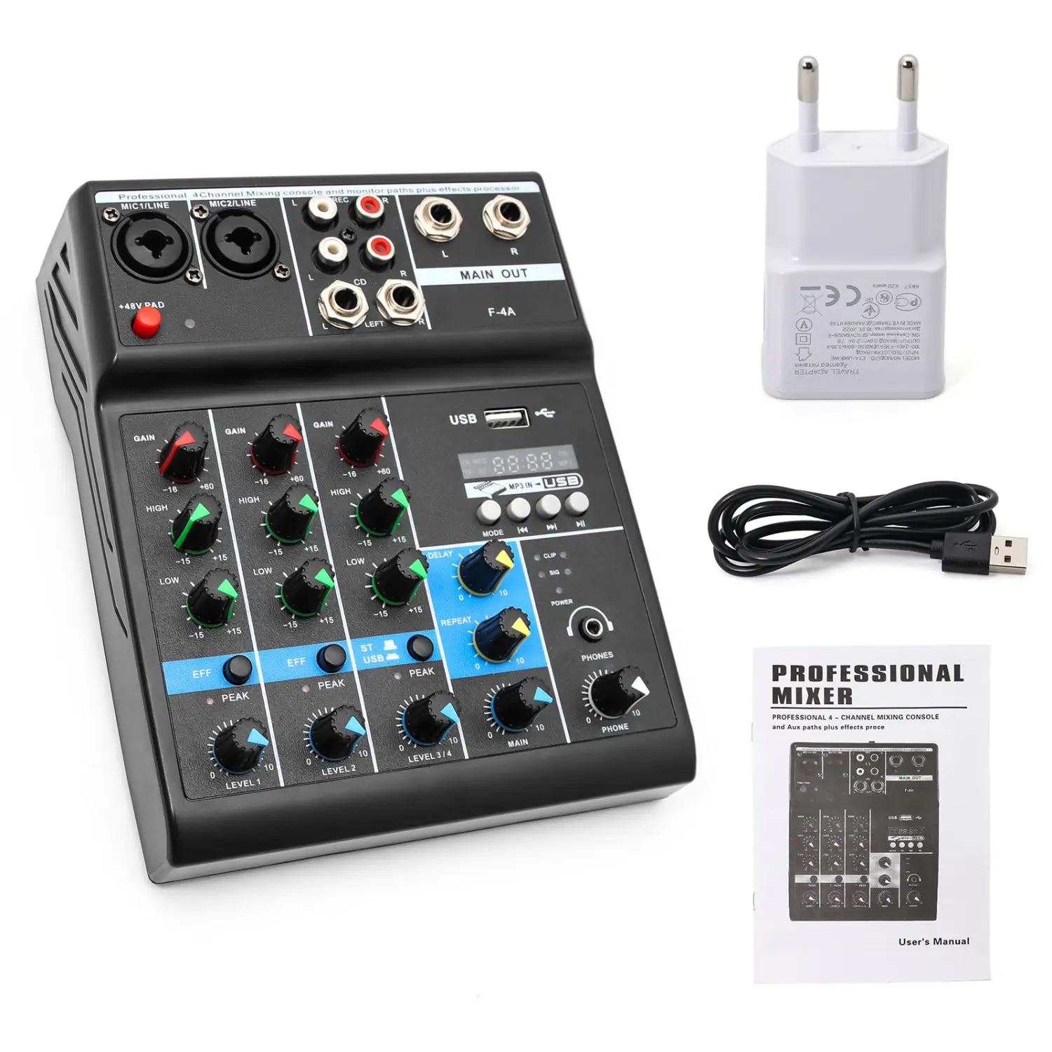 HD A4 A5 Sound Card Mixing Console Mixer Professional Audio 4 5 Channel Sound Mixer For Live Streaming DJ Audio Equipment