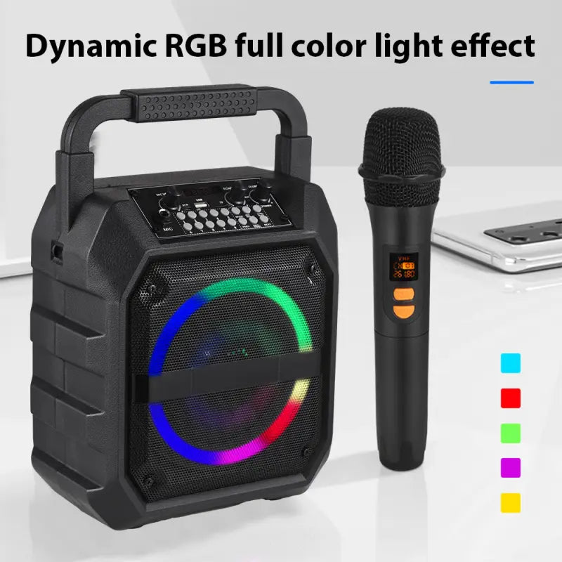 Wireless Musical Instrument Speakers Set Electronic Musical Instrument Accessories with 2 Microphone LED Color Light for Party