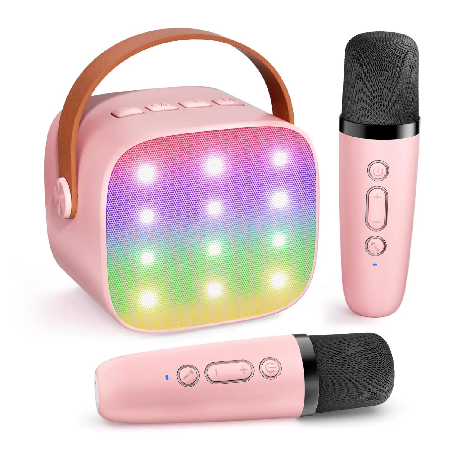 Haomuren Mini Karaoke Machine Portable Bluetooth 5.3 PA Speaker with Wireless Microphones for Home Family Singing Gift K12