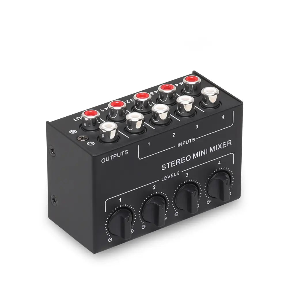 4-Channel Small Audio Mixer Stereo Dispenser Headphone Amplifier for Live Studio DJ CX400 Mini Passive Stereo Mixer RCA
